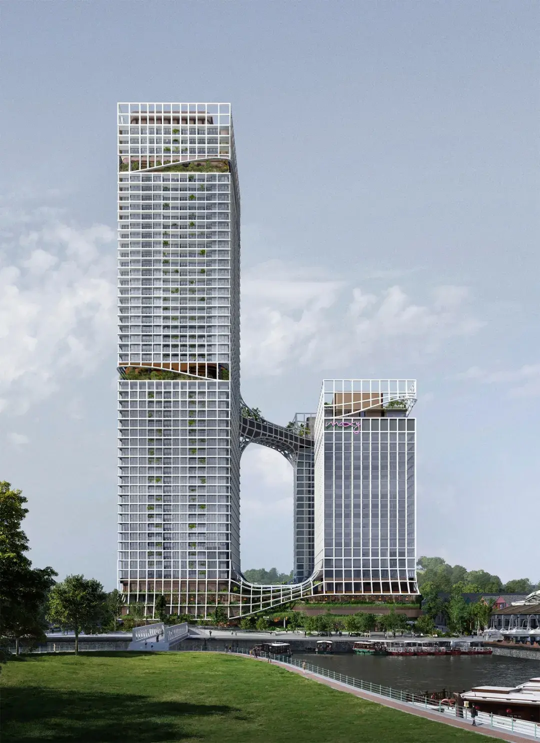 新加坡河沿岸最高建筑——康宁河湾，连接着历史和未来(新加坡高层设计公司)
