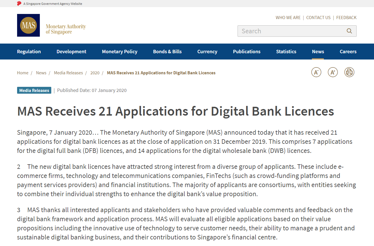 行业前沿｜21家企业竞逐新加坡数字银行牌照(新加坡电信公司牌照)